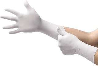 Ansell TouchNTuff 83-300 Polyisoprene Long Glove with Beaded Cuff, Disposable, Powder Free, 8.3 mil Thickness, 12" Length, Size 6, White (Pack of 200 Pair)