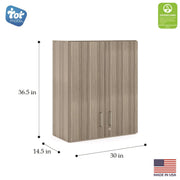 3-Level Wall Cabinet by Tot Mate – 3/4" Thick Industrial Grade Wood Composite Core With Laminate Surfacing, Shadow Elm Gray, Model TM2317