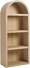 Modway Caleb Arched Bookcase with 4-Tier Open Shelves in Tan - Wood Blend Display Bookcase for Dining Room, Living Room, Or Office Storage