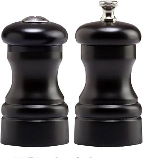 Chef Specialties 4 Inch Capstan Pepper Mill and Salt Shaker Set - Ebony - Made in USA