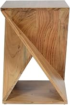 Starlight Canyon Home Solid Mango Wood Accent Table with Angled Legs, Distressed-Finish Small Side Table for Living Room or Bedroom, Natural