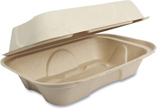 World Centric to-SC-UHB 100% Compostable Unbleached Plant Fiber Hoagie Box Take Out Containers, 9" x 6" x 3" (Pack of 500)