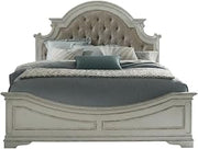 Starlight Canyon Home Chenille-Upholstered King Platform Bed, European Traditional Bed Frame with Headboard for King Size Beds, White