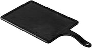 CAC Melamine Serving Tray Faux Slate Rect. with Handle Matte Black 9-7/8"x7-1/8 14-3/8" Overall Length, Box of 12