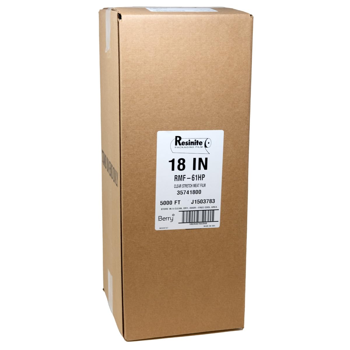 Berry Global Inc Resinite RMF-61HP Series Hand Wrap Stretch Meat Film Clear – 5000' Length x 18 Width | 1/Roll