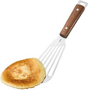 GEFU Madero Spatula Flat Kitchen Turner with Stainless Steel Surface and Walnut Wood Handle Flexible, Perforated, Ergonomic, with Hanging Loop