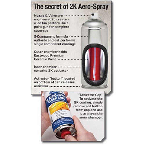 2k Aerosol Spray | Clear Coat Automotive Paint Aerosol Spray with Long-lasting and Durable Finish 11.8 Oz Can | Clear Coat| 1 Pack by Eastwood – Model 14148Z