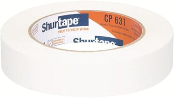 Shurtape CP 631 General Purpose Grade, Medium-High Adhesion Colored Masking Tape, Social Distancing Marking, 24mm x 55m, White, Case of 36 Rolls (147907)