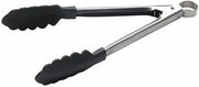 Browne Stainless Steel Twist and Turn Scalloped Tong with Black Nylon Head - 9 1/2"L