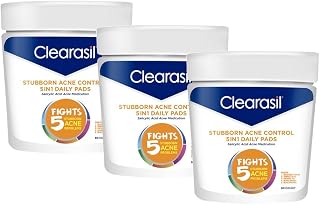 Clearasil Stubborn Acne Control 5in1 Daily Facial Cleansing Pads, 90 Count x Pack of 3