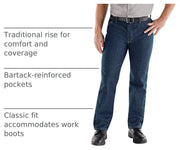 Men's Classic Work Jean by Red Kap – Cotton, Prewashed Indigo, Model PD54PW 52 34