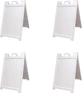 White 4-Pack of Plasticade Signicade Deluxe A-Frame Sidewalk Curb Sign Portable Folding Double-Sided Display with Quick-Change System