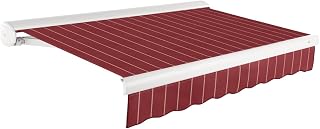 Awntech 18' Full Cassette Right Motor (18' x 10') Retractable Patio Awning, Burgundy Pin Stripe