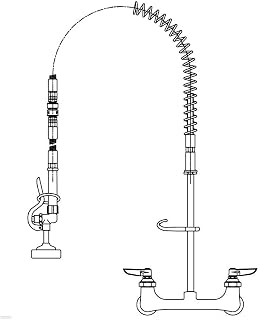 T&S Brass B-2400 Pre-Rinse Unit, Includes Spring Action, Wall Mount, 8" Centers, Vacuum Breaker Hose