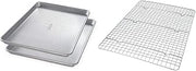 USA Pan Half Sheet Pan Set of 2 and Bakeable Cooling Rack, Aluminized Steel