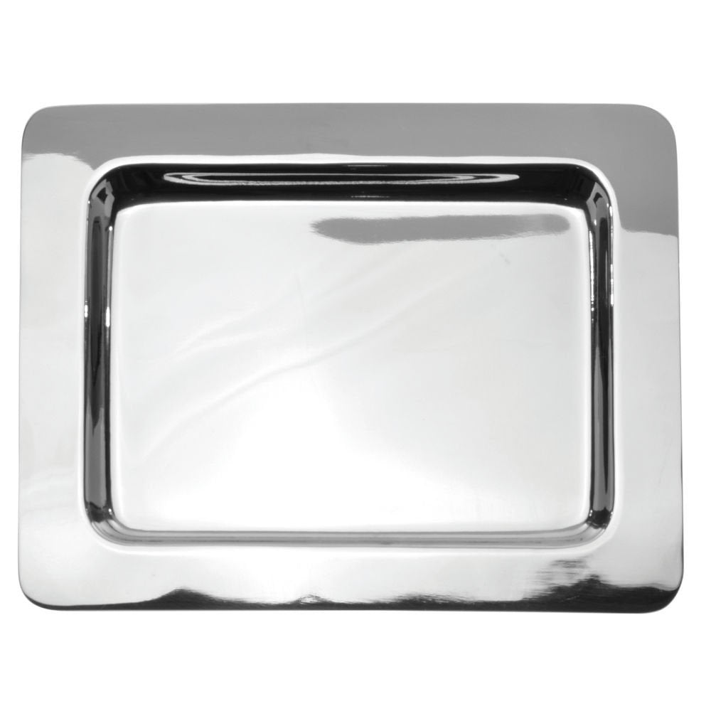 Serving Tray Silver Stainless Steel - 10" L x 8" W x 3/4" H by HUBERT – 10" x 8" x 0.8", Stainless Steel, Silver, Model TR08008188