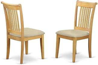 Furnifact Asian Wood Dining Chair with Solid -Finish Frame, Kitchen Chairs for Dining Room Table Set Seating, Oak, Set of 2