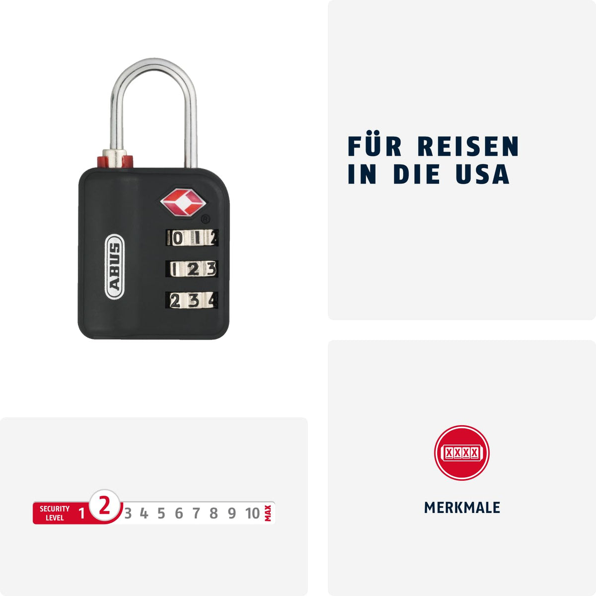 ABUS 140x190cm / Black / Compact Combination Padlocks