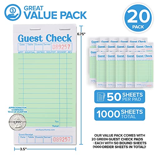 Stock Your Home 20 Pack / Green / 1 Guest Checks