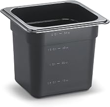 HUBERT Sixth-Size Polycarbonate Cold Food Pan, Black - 6 15/16" L x 6 3/8" W x 6" D