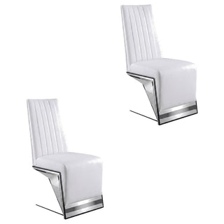 Vegan Leather-Upholstered Dining Chairs Set of by Starlight Canyon Home – Faux Leather, White Vegan Leather/Chrome, Pack of 2