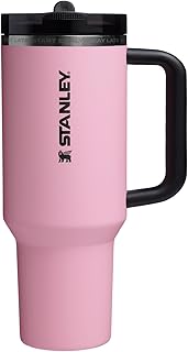 STANLEY Quencher ProTour Flipstraw Tumbler, 40 oz, Messi GOAT Pink | Built-In Straw & Handle | Cupholder Compatible for Travel | Leakproof Insulated Stainless Steel Cup | BPA-Free