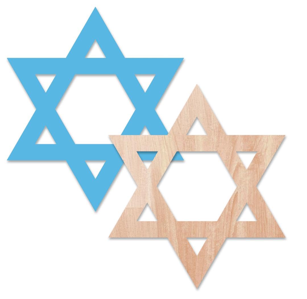 Scribbles Star of David Wood Cutouts, 10 x 11.5 Inches, Natural Plywood, Pack of 2