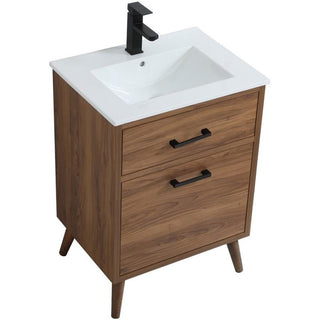 24 Inch Bathroom Vanity in Walnut Brown by Elegant Decor – 24" - Single, Metal, Brown,black, Model VF41024WB