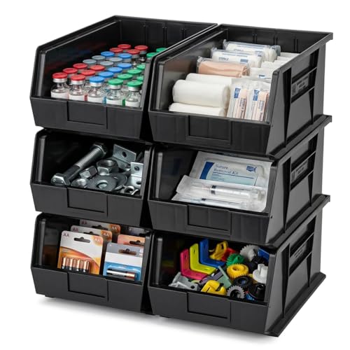 QUANTUM STORAGE SYSTEMS Black / 18L x 11W x 10H / Ultra Stack & Hang Open Storage Bins