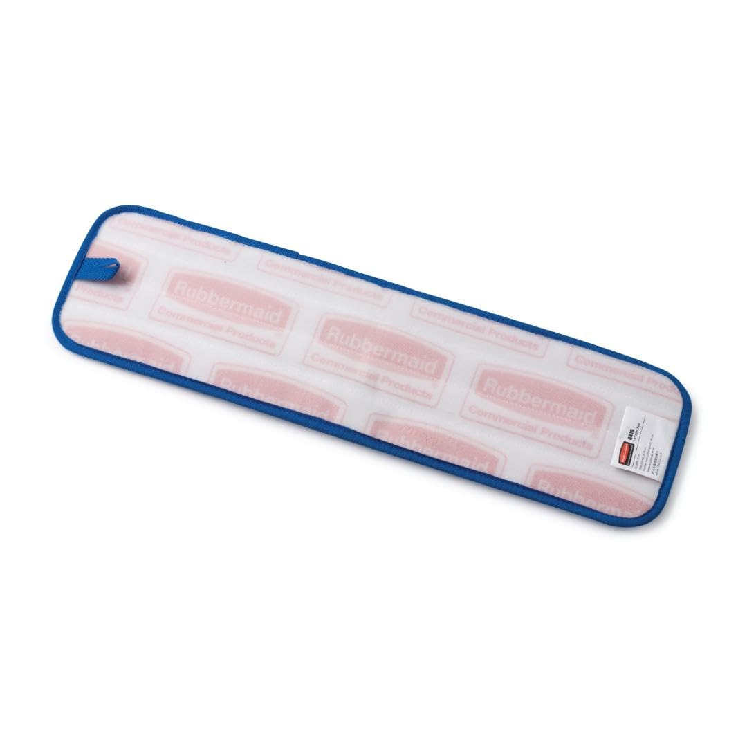 Commercial Products HYGEN Microfiber Room Mop Pad by Rubbermaid – 18" Blue (Multipack), Microfiber, Blue, Pack of 12, Model FGQ41000BL01