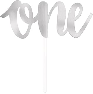 Unique Party Unique Industries - Foil Script Cake Topper, Party Supplies, 8.5in, 1 Pack, Silver