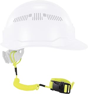 Coiled Lanyard with Buckle End, No Snag Design, Easily Attaches to Hard Hat, Tools, or Small Valuables, Weight Capacity 2lbs, Ergodyne Squids 3157,Lime