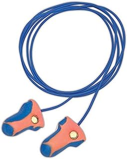 Howard Leight LT-30 Laser Trak Orange and Blue Detectable Foam Corded Earplugs, OSFA, Blue, One Size Fits All (Pack of 100)