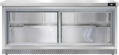SW72-SGD-FB Three Section Work Top Refrigerator 72" W, With Sliding Glass Doors & Front Breathing