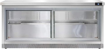 SW72-SGD-FB Three Section Work Top Refrigerator 72" W, With Sliding Glass Doors & Front Breathing