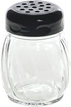 TableCraft 260BK Cheese Shaker, Perforated, Swirl Design, Black top, Glass, Clear