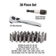 Sunex Tools 38 Piece / Bit Set with Mini Ratchet / Silver ESD Tool Sets