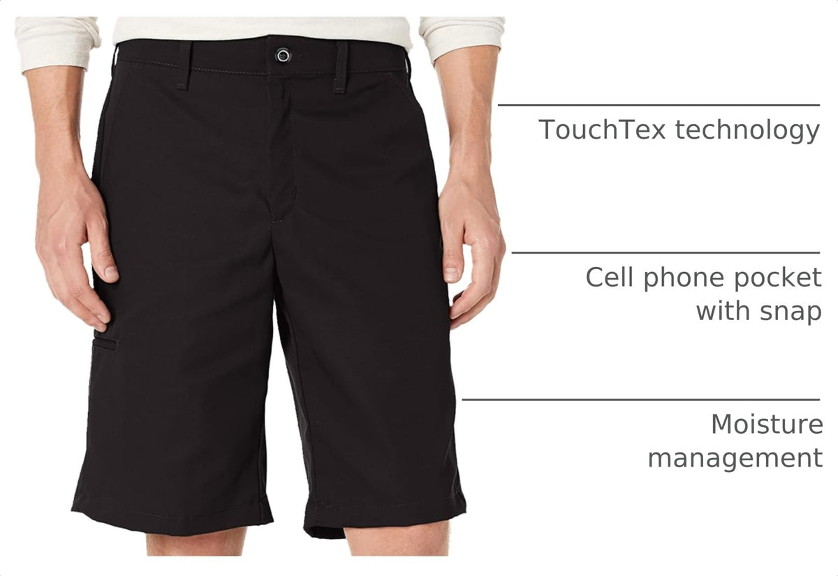 Men's Cell Phone Pocket Shorts by Red Kap – 36W x 12L, Polyester, Black, Model PT4CBK 36 12