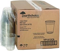 EARTHCHOICE RPET 12 oz B Size Cold Drink Cup - Clear, 354.89 ml, Reusable, BPA-free, for Home, Travel, Cold Drinks