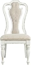 Starlight Canyon Home Chenille-Upholstered Side Chair Set of 2, Splat-Back Rubberwood Dining Chairs for Kitchen or Dining Table, White