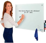 Global Industrial 36" W x 24" H Magnetic Glass Whiteboard, Frameless, White
