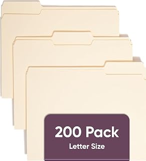 SMEAD File Folders Letter Sized, 1/3-Cut Tab, Assorted Positions, Letter Size Manila Folders, 200 Per Box