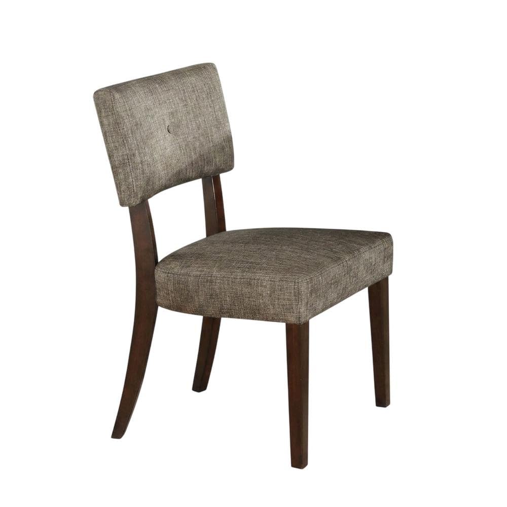 Performance Chenille-Upholstered Side Chair with Wood Legs by Furnifact – Wood, Gray Fabric Espresso, Pack of 2