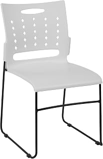 Flash Furniture HERCULES Series 881 lb. Capacity White Sled Base Stack Chair with Air-Vent Back | Sled Base, 881 LBS. Weight Capacity