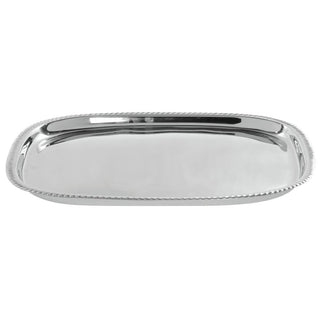 Serving Tray with Gadroon Edge Stainless Steel Oblong - 17" L x 17" W x 3/4" H by HUBERT – 17" x 17" x 0.8", Stainless Steel, Silver, Model TR06203188