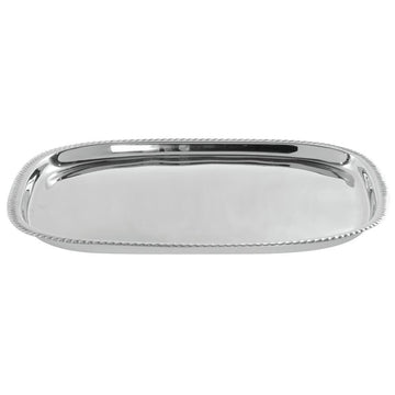 Serving Tray with Gadroon Edge Stainless Steel Oblong - 17" L x 17" W x 3/4" H by HUBERT – 17" x 17" x 0.8", Stainless Steel, Silver, Model TR06203188