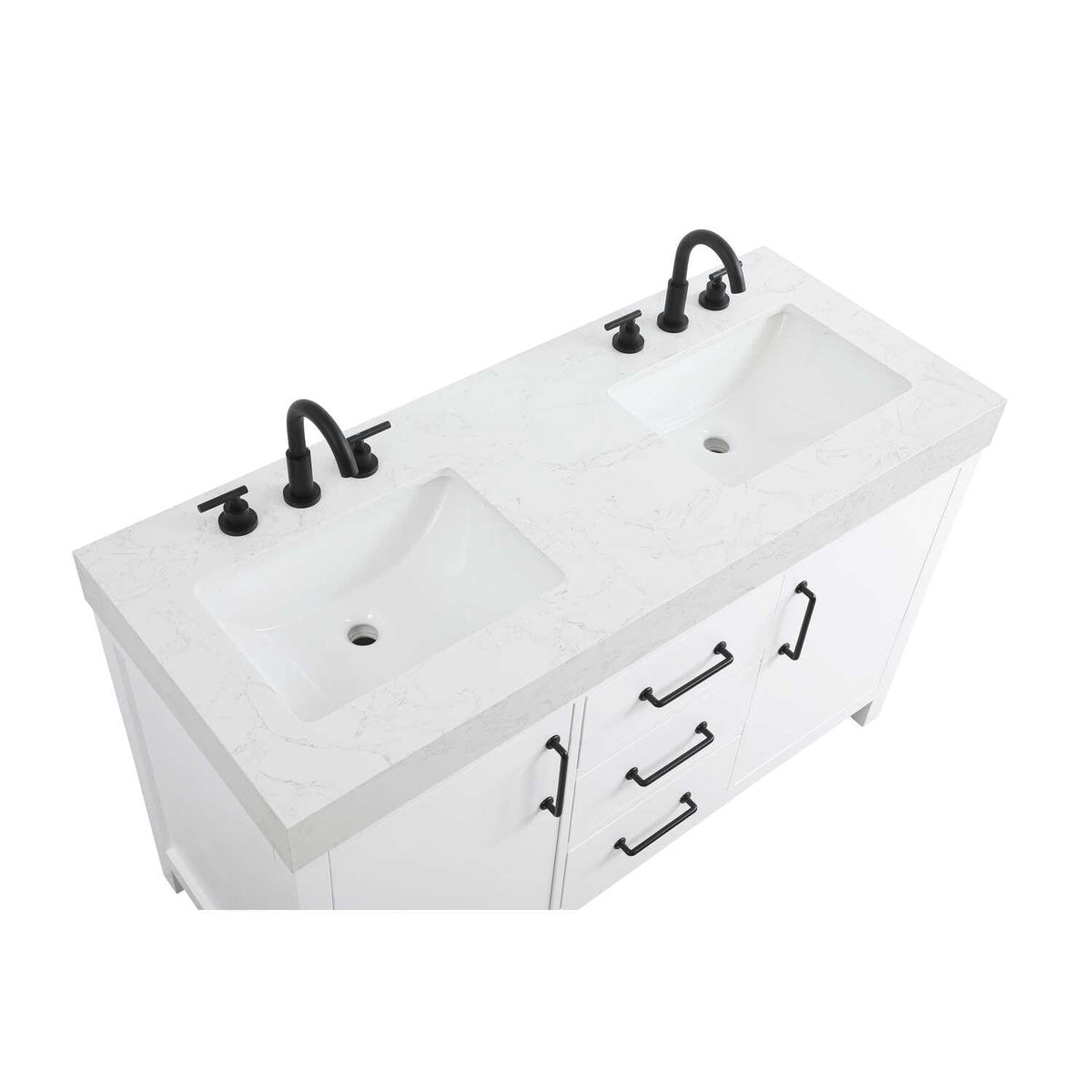 Elegant Kitchen and Bath 54" Double Bathroom Vanity in White by Elegant Lighting – unspecified, Wood, White, Model VF60654DWH