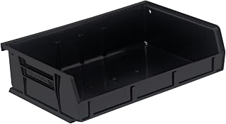 QUANTUM STORAGE SYSTEMS QUS236BR Ultra Stack & Hang Recycled Plastic Heavy Duty Part Organizer Black Bins 8" L x 11" W x 3" H 8 Pack