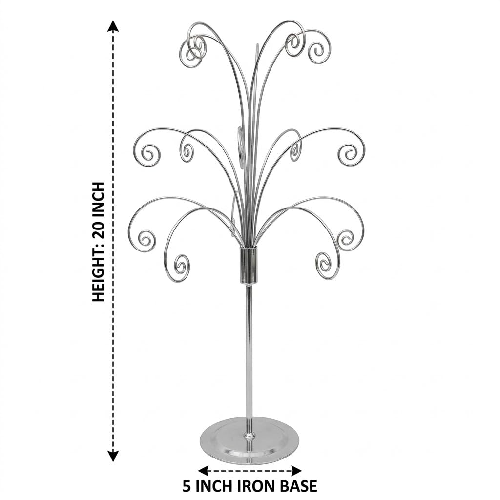 HOHIYA Metal Ornament Tree Stand, 20 Inch Height, Silver