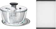 OXO Good Grips Glass Salad Spinner, Large/6.22 Quart, Clear and Good Grips Plastic Carving & Cutting Board